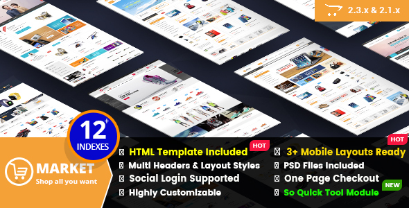 Market – Premium Responsive OpenCart Theme with Mobile-Specific Layout (12 HomePages)